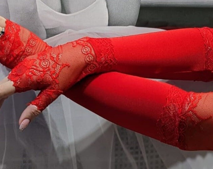 Red Lace Gloves, Lace Gloves, Fingerless Bridal Gloves Black Lace Glove Bridal Wedding Day