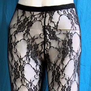 High rise black lace tights for woman