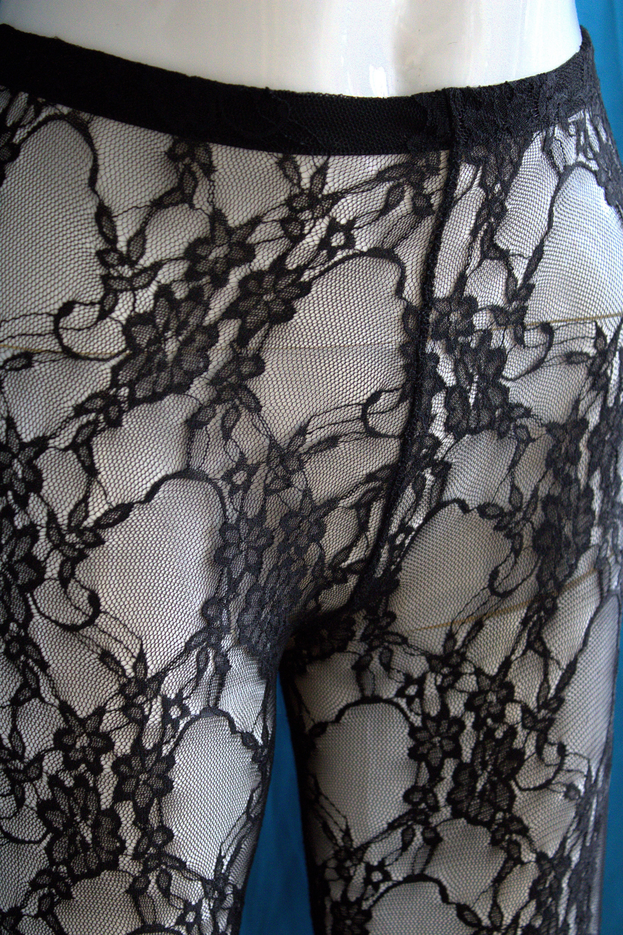 Lace halterneck backless tights
