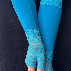 Blue Lace Fingerless Gloves