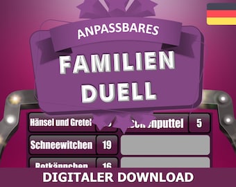 Familien Duell Spiel deutsch |  anpassbares Partyspiel für Familie und Freunde | Geburtstagsspiel Quiz Spiel | Sofort-Download