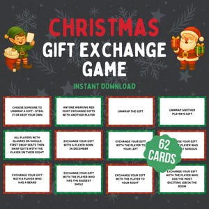 Christmas Gift Exchange Game, Printable Christmas Game, White Elephant Gift Exchange Cards, Christmas Family Game, Christmas Party Game