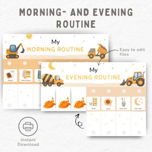 Morning and Evening Routine Chart for Kids, Visual Schedule for Kids, Chore Chart Daily Rhythm Checklist Montessori, Printable Routine Cards