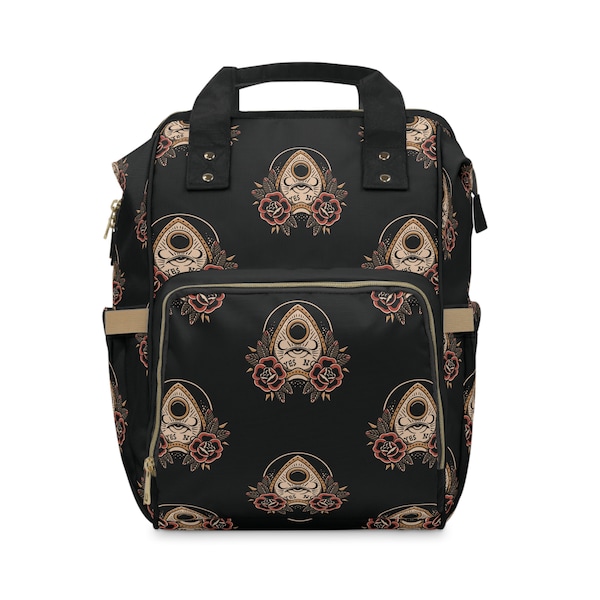 Planchette Traditional Tattoo Diaper Bag // Alternative Flash Baby Bag Punk Backpack Infant Travel Bag Goth Changing Bag