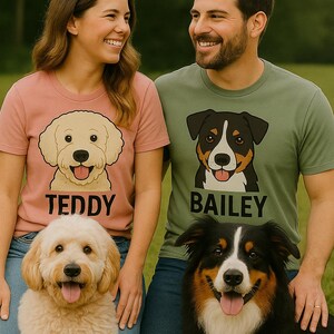 Custom Pet Portrait Shirt | Personalized Dog Cartoon Tee | Your Dogs Name & Face | Gift for Dog Lovers | Pet Memorial T-Shirt