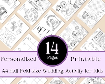 Personalisiertes bearbeitbares Hochzeitsmalbuch | Kinderaktivitätsbuch | Hochzeitsgeschenke | Kinderhochzeitsaktivität | Hochzeit Gunsten | Hochzeits-Booklet