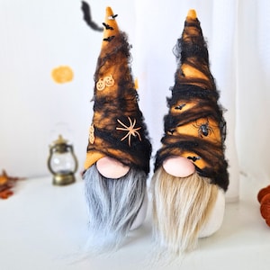 Adorable Halloween Gnome with Spider and Bat -  Scary Mantelpiece Decor. Handcrafted and Festive Halloween Gift Idea, Autunm Party Decor