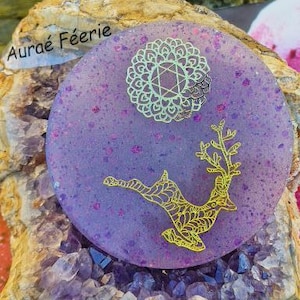 Aufladeplatte mit Wellen- und Wolfskopfmotiv, inklusive Kristallheilung, Kristalle, Reinigung, Wohlbefinden