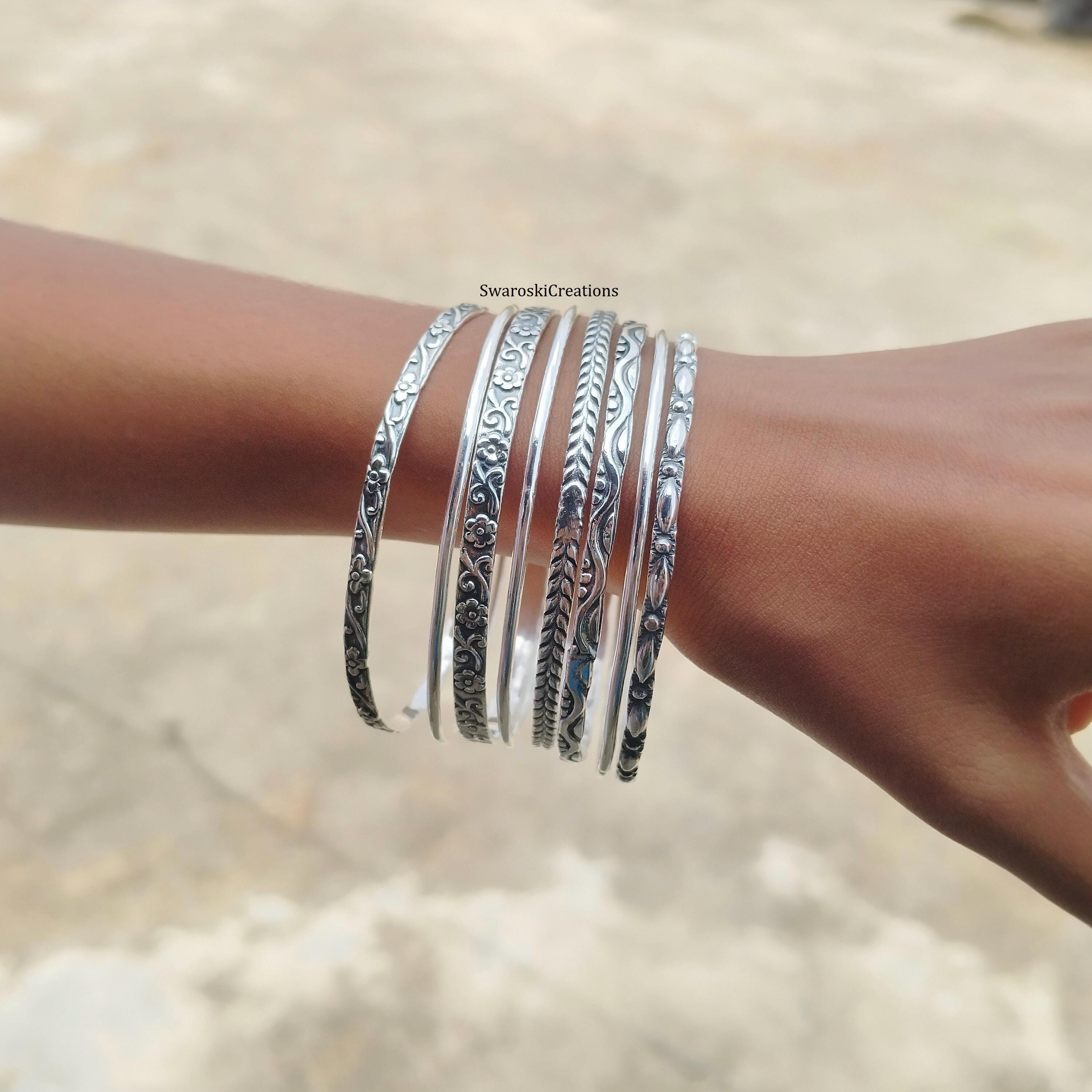 Handmade Sterling Silver Stackable Bangle Set - 8 Piece - Etsy
