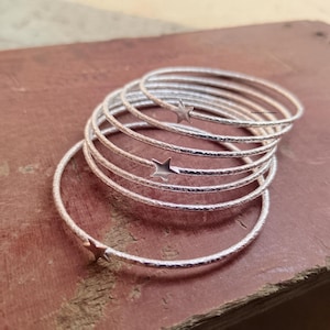 Handmade Sterling Silver Stackable Bangle Set - 7 Piece