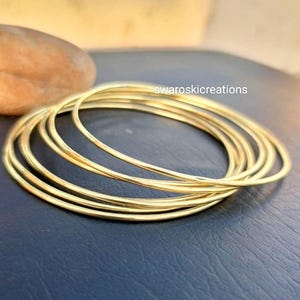 Hammered Brass Bangle Set: Thin Stacking Bracelets, Boho Jewelry