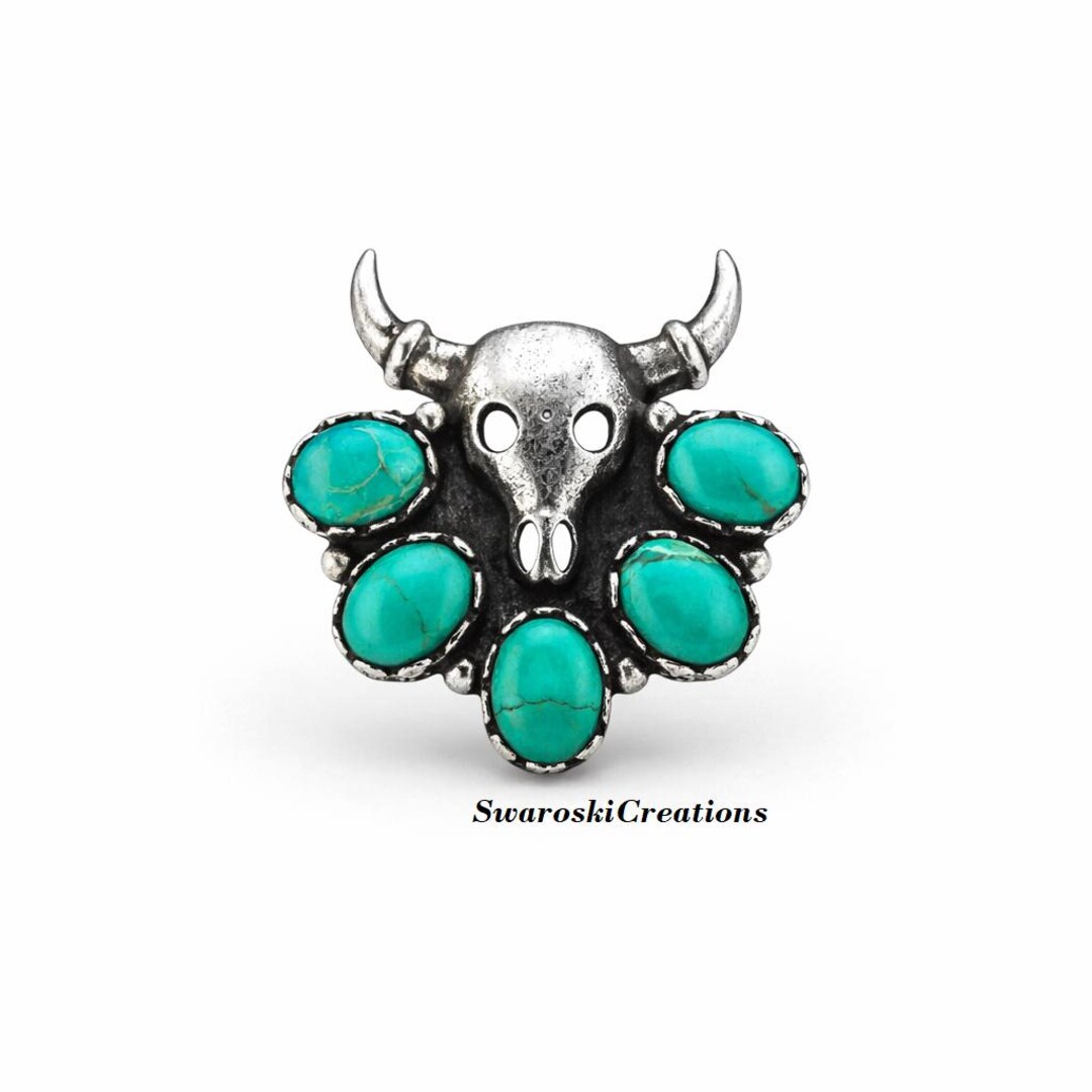 Kingman Turquoise Sterling Silver Ring - Southwest Boho Gemstone - Etsy