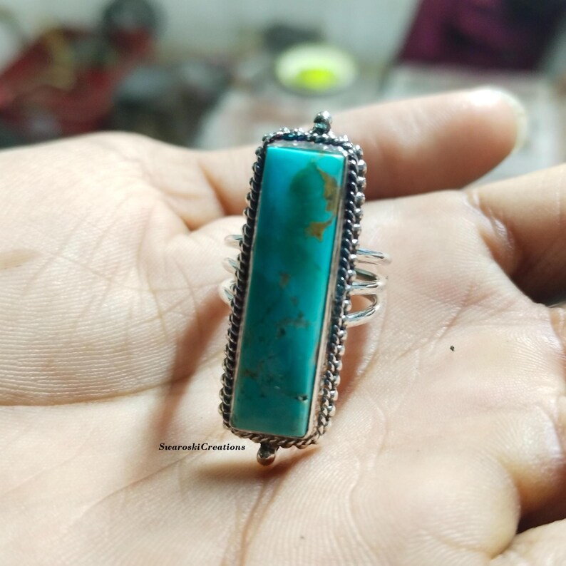 Kingman Turquoise Statement Ring: Sterling Silver Bohemian Jewelry - Etsy