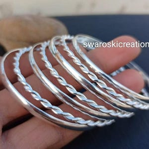 925 Hammered Sterling Silver Bangle Set - Stackable 7 Day Bangles