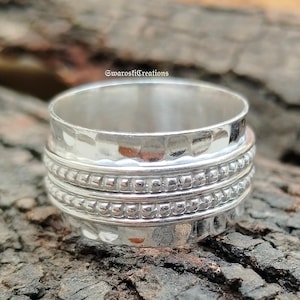 Handmade Sterling Silver Spinner Ring: Boho Meditation Anxiety Ring