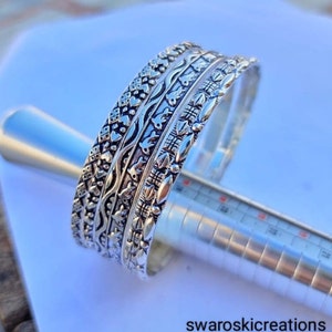 925 Sterling Silver Bangles, Set Design Bangles, Stackable Bangles, Silver Bangle for Her~ him, Handmade Bangles ,West Indian Bangles set