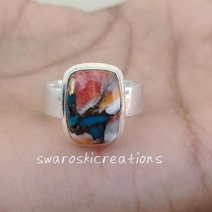 Sterling Silber Spiny Oyster Türkis Inlay Ring: Boho Statement Schmuck