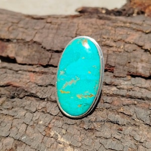 Handmade Mohave Turquoise Ring: Oval Sterling Silver Statement Jewelry