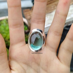 Handgemaakte aquamarijnring: elegante geboortesteen maart, boho-zilveren sieraden