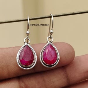 Ruby Earrings 925 Sterling Silver Earrings Ruby Gemstone Earrings Jewelry Handmade Earrings Ruby Jewelry Christmas Gifts For Her Mother