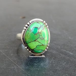 Grüner Kupfer Türkis Ring: Handgemachte 925 Sterling Silber Band