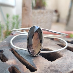 Smoky Quartz Bangle, Gemstone Bangle, 925 Silver Bangle, Handmade Bangle, Natural Smoky, Silver Jewelry, Beautiful Bangle, Christmas Gift