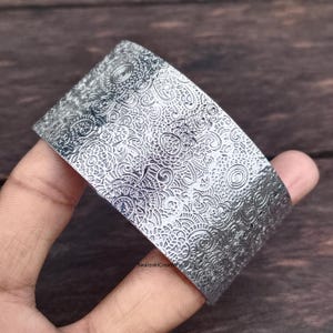 Boho Wide Silver Cuff | Tribal Mandala Pattern Bracelet Sterling Silver Adjustable Cuff | Mandala Floral Bangle Unique Boho Jewelry Gift
