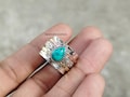 Teardrop Turquoise Fidget Ring: Sterling Silver Spinner, Boho Anxiety Ring