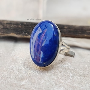 Lapis Lazuli Ring 925 Sterling Silver Ring Lapis Lazuli Genuine Gemstone Bohemian Ring Handmade Silver Jewelry Ring Gift For Her RJS18