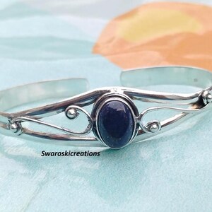 Lapis Lazuli Bangle, 925 Sterling Silver Bangle, Bohemian Bangle, Beautiful Bracelet, Handmade Bangle, Gemstone Bangle, Lapis Silver Bangle