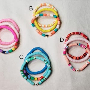 Heishi Polymer Clay Bead Bracelet Stack of 3