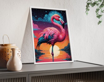 Cadre en bois mignon flamant rose Art mural Portrait I Van Gogh inspiré