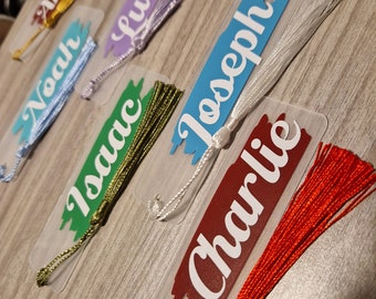 Personalised Bookmarks - Assorted Colours - White Name