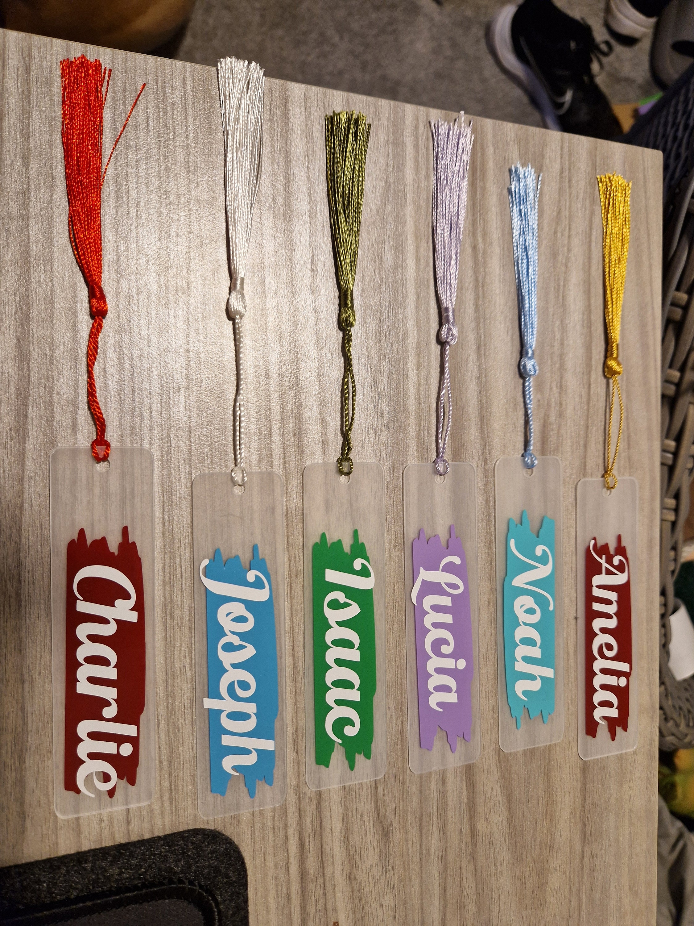Personalised Bookmarks - Assorted Colours - White Name - Etsy UK