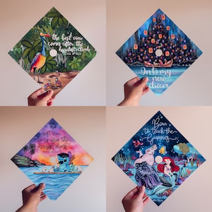 Disney Graduation Cap Watercolor Disney Grad Cap Custom Graduation