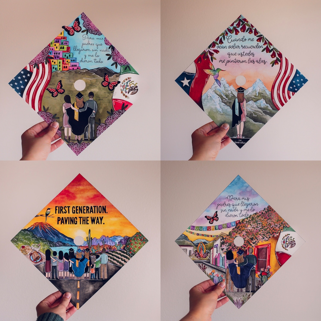 Handmade Painted Graduation Cap Topper – Family, Floral Design - Etsy
