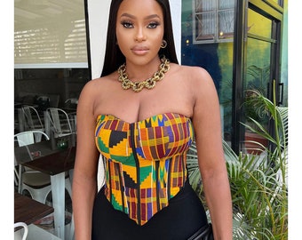 African print sales bustier top
