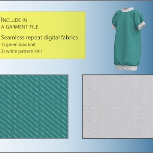 Digital pattern women kimono knit dress clo3d/Marvelous designer