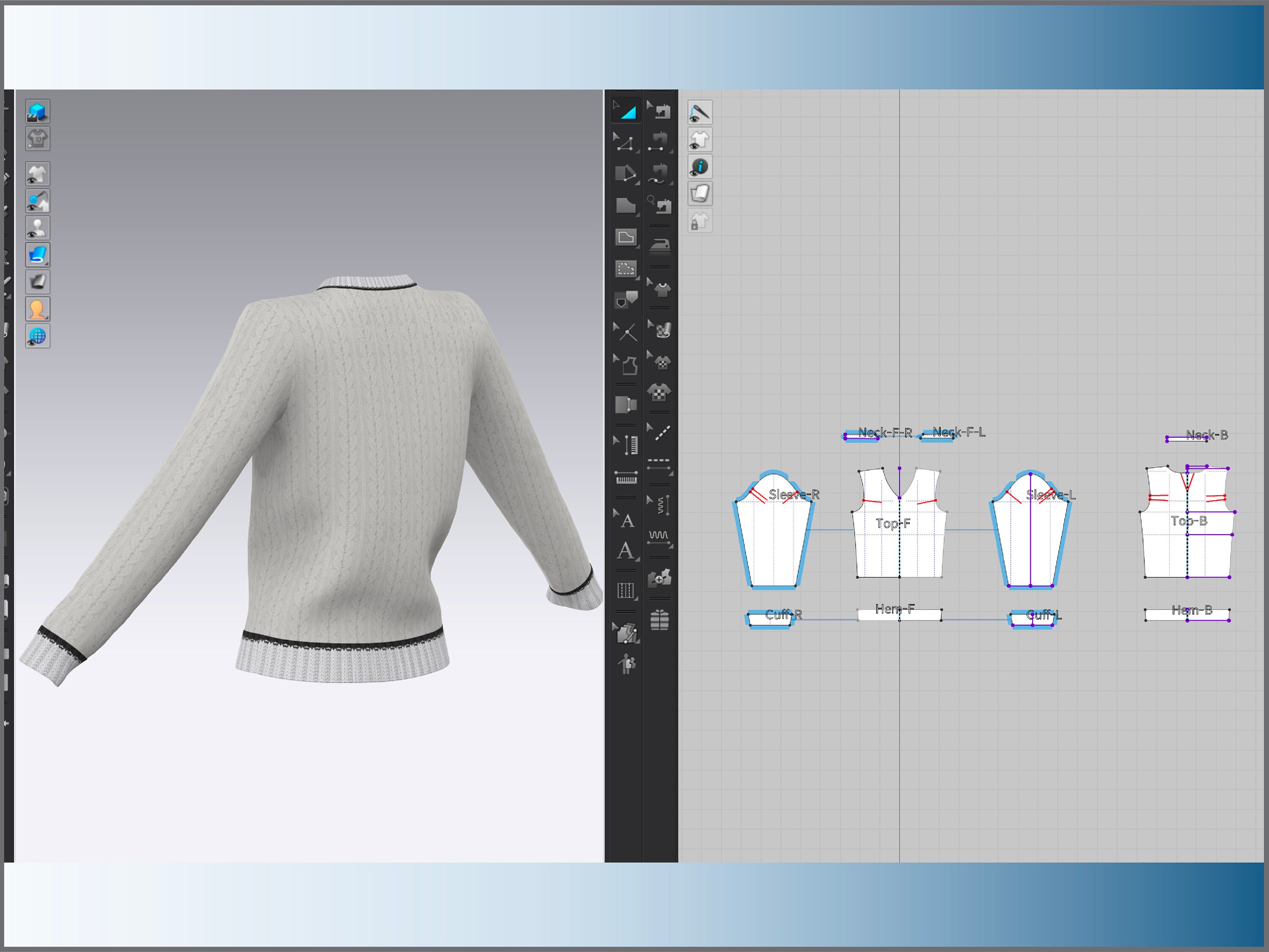 Digital Pattern Basic Women Cable Knit V-neck Clo3d/marvelous Designer ...