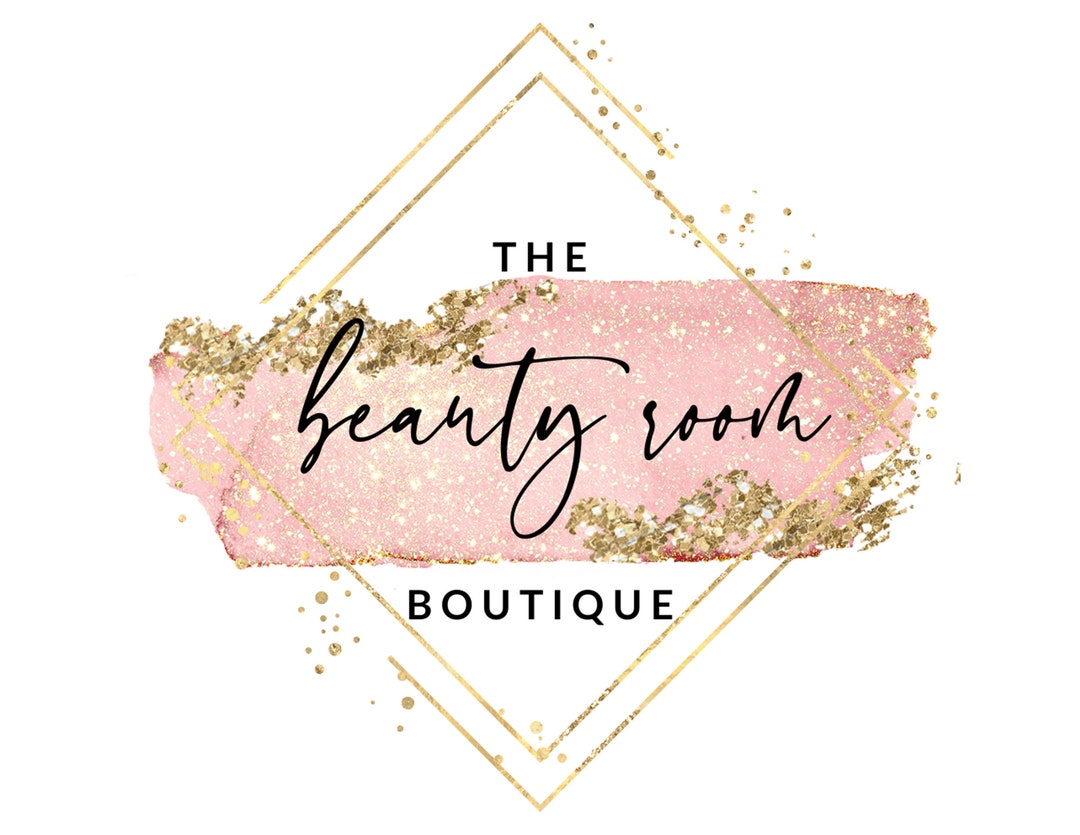 DIY Pink and Gold Glitter Logo Design, Watercolor Logo, Boutique