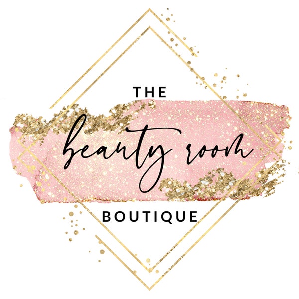 DIY Pink and Gold Glitter Logo Design, Watercolor logo, Boutique Fashion logo, Cosmetics Glam logo, Lash Hair Nail Logo, Beauty Salon logo