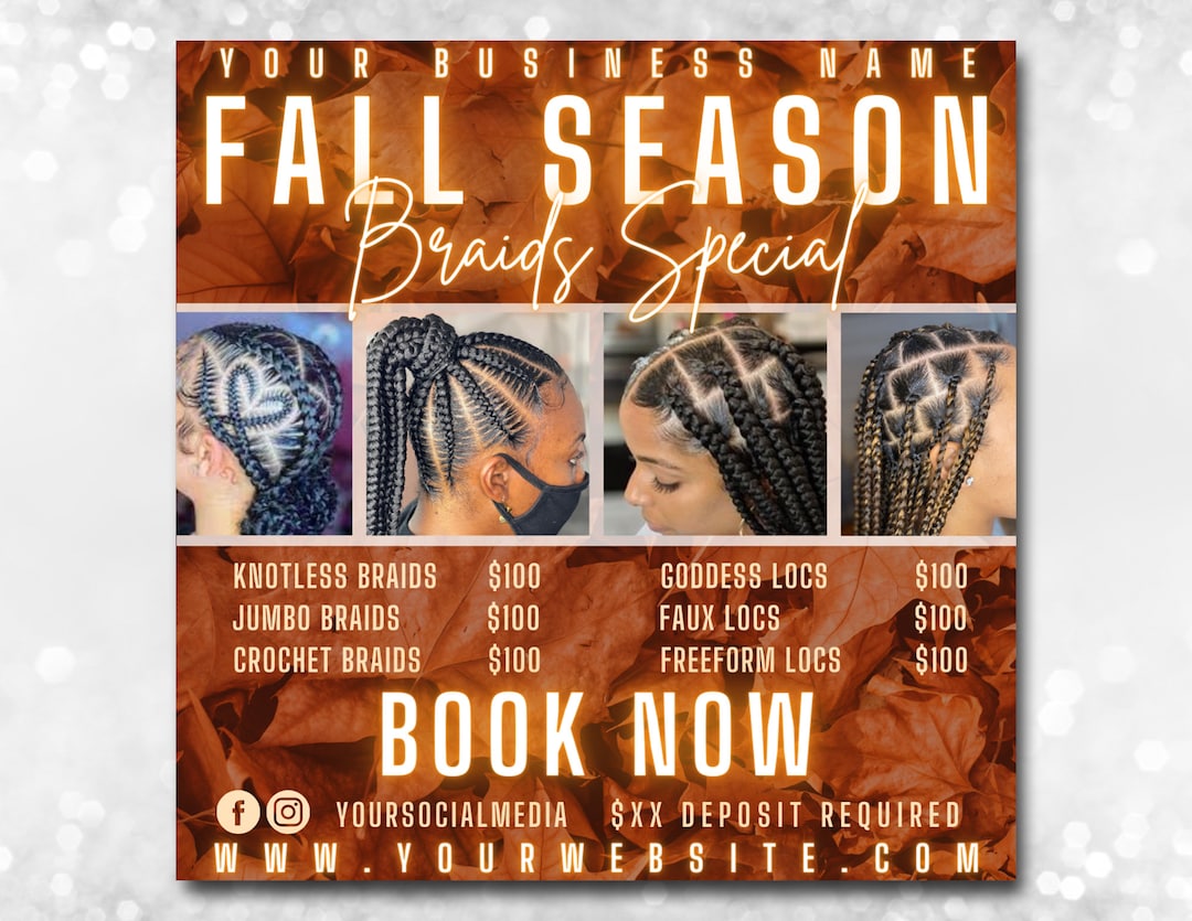 Fall Braid Special Flyer, November Braids Specials, Thanksgiving Braid