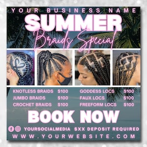 Sommer Braid Sale Flyer, Sommer Braids, Sommer Braid Preise Flyer, Summer Braid Spezial Flyer, Braid Sale Flyer, Braid Special Flyer, Sale
