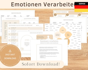 EMOTIONEN VERARBEITEN | DEUTSCH | Arbeitsblätter für Therapie, Coaching uvm. | inkl. Bedürfnis- und Gefühlslisten | zum Ausdrucken