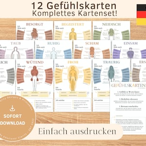 GEFÜHLSKARTEN "KOMPLETTES SET"  (Grundgefühle + Erweiterung) Therapie, Coaching, Selbstreflexion | Sofort Download