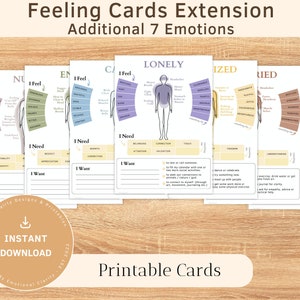 FEELING CARDS “EXTENSION” 7 additional cards for Emotional Regulation in Therapy, Coaching, Social Work etc. | Instant Download