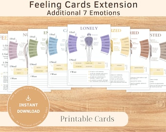 FEELING CARDS “EXTENSION” 7 additional cards for Emotional Regulation in Therapy, Coaching, Social Work etc. | Instant Download