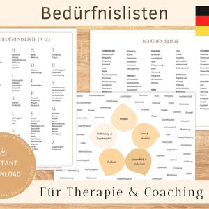 BEDÜRFNISLISTEN | Für Coaching, Therapie, Schule, Teambuilding, Persönlichkeitsentwicklung | Digitaler Download zum SOFORT HERUNTERLADEN