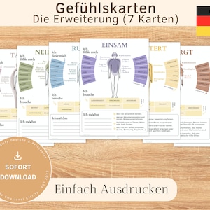 GEFÜHLSKARTEN "Die Erweiterung" 7 weitere Gefühlskarten für Therapie, Coaching, Selbstreflexion, Gewaltfreie Kommunikation | Sofort Download