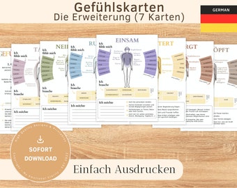 GEFÜHLSKARTEN DEUTSCH "Die Erweiterung" 7 weitere Gefühlskarten für Therapie, Coaching, Selbstreflexion, GFK uvm. | Sofort Download